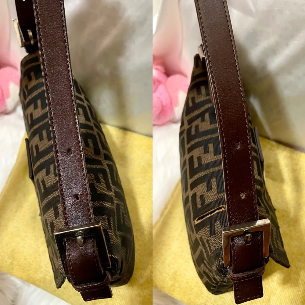 🤍VTG FENDI BAGUETTE ZUCCA Zucchino TOBACCO Pochette Shoulder Bag🤍🍬 - Picture 14 of 17